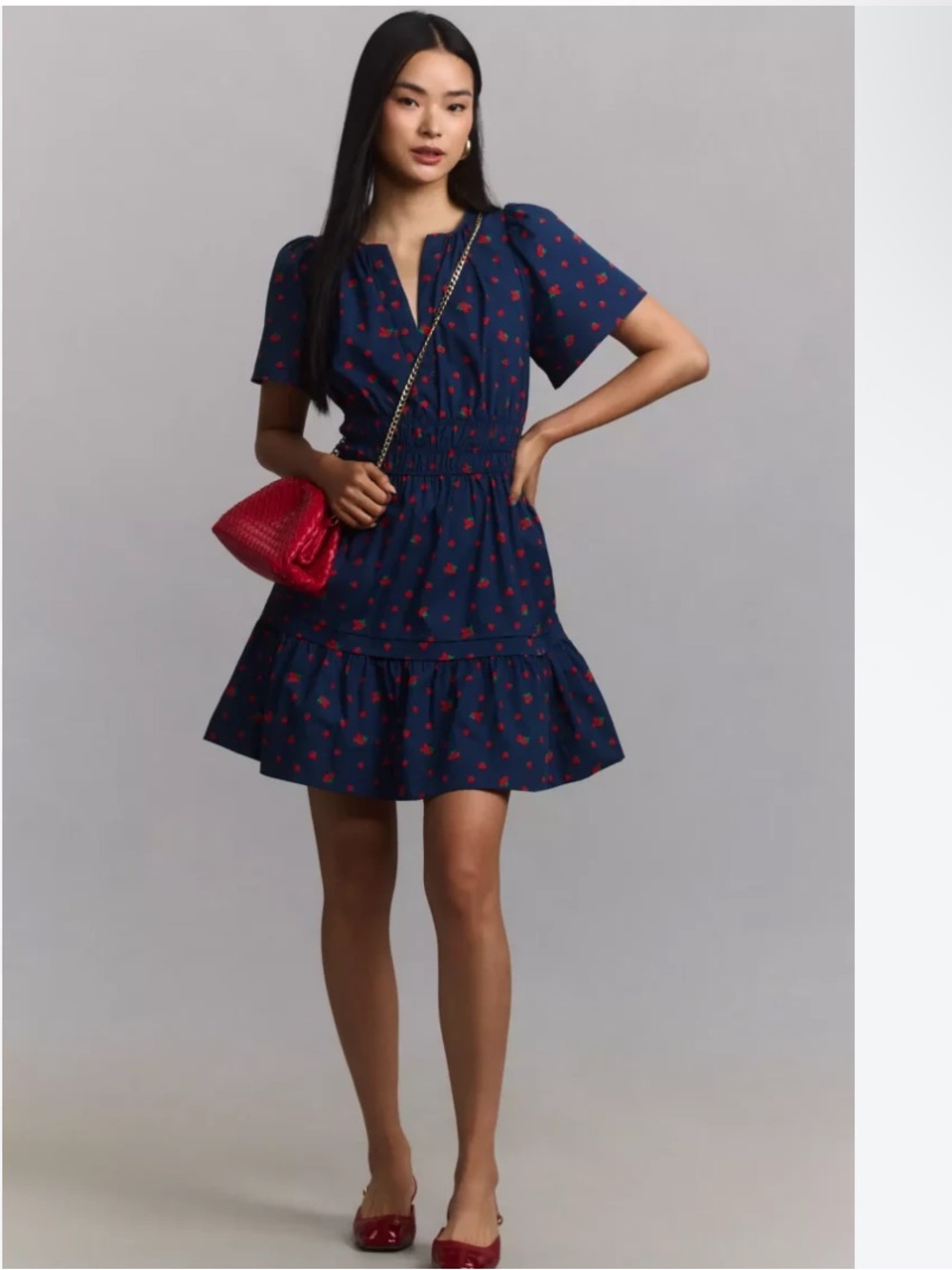 Anthropologie Somerset Mini in Sapphire Strawberry Dress Size XS NWT